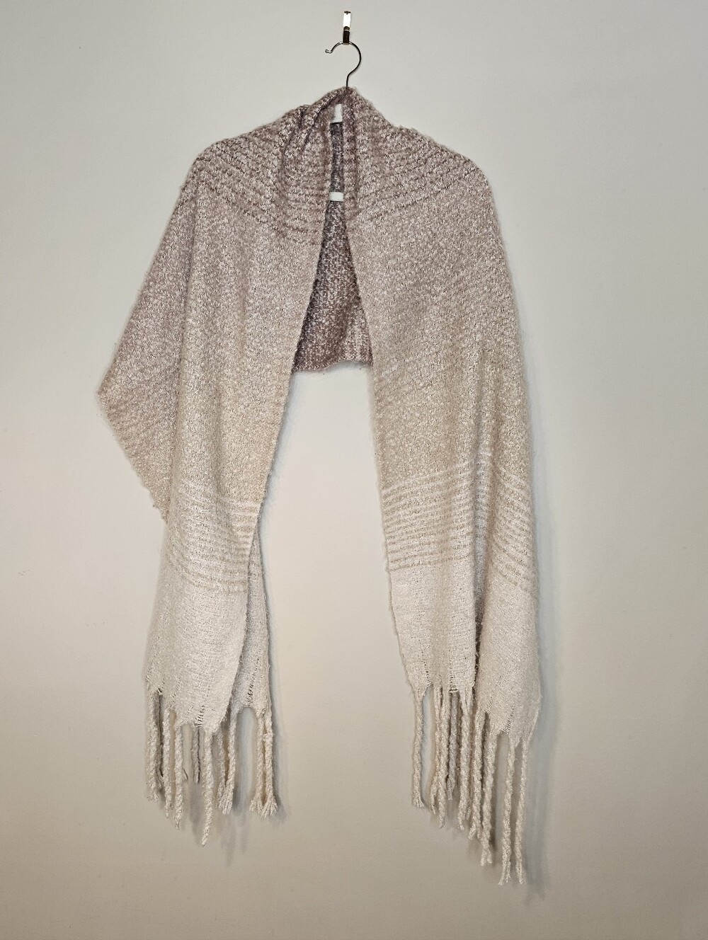 Mer Sea Long Soft Wrap Scarf Ombre Pink Tan Fringed